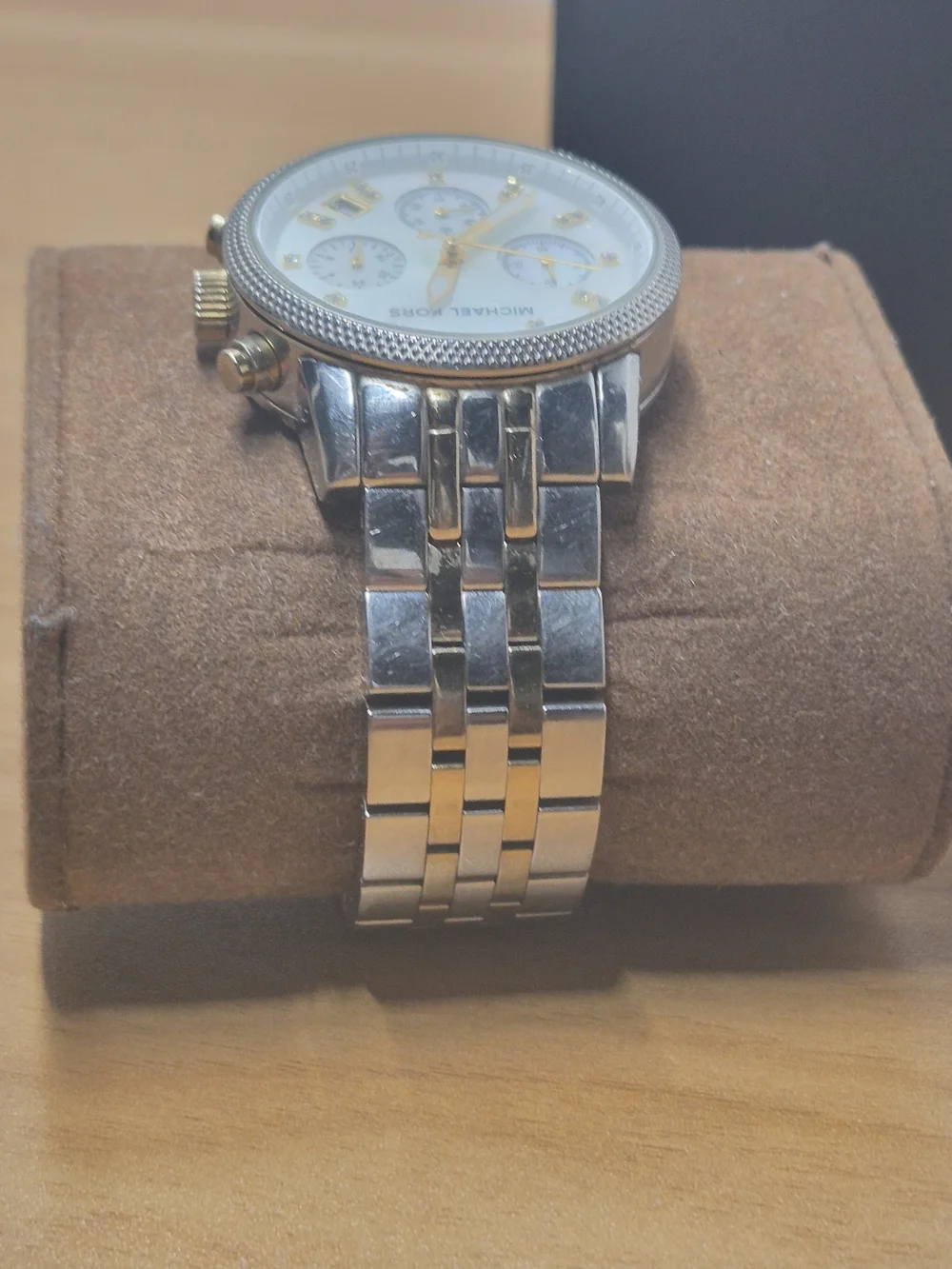 Michael Kors Ritz MK-5057 Two-Tone Chronograph Watch Mother of Pearl Dial Box